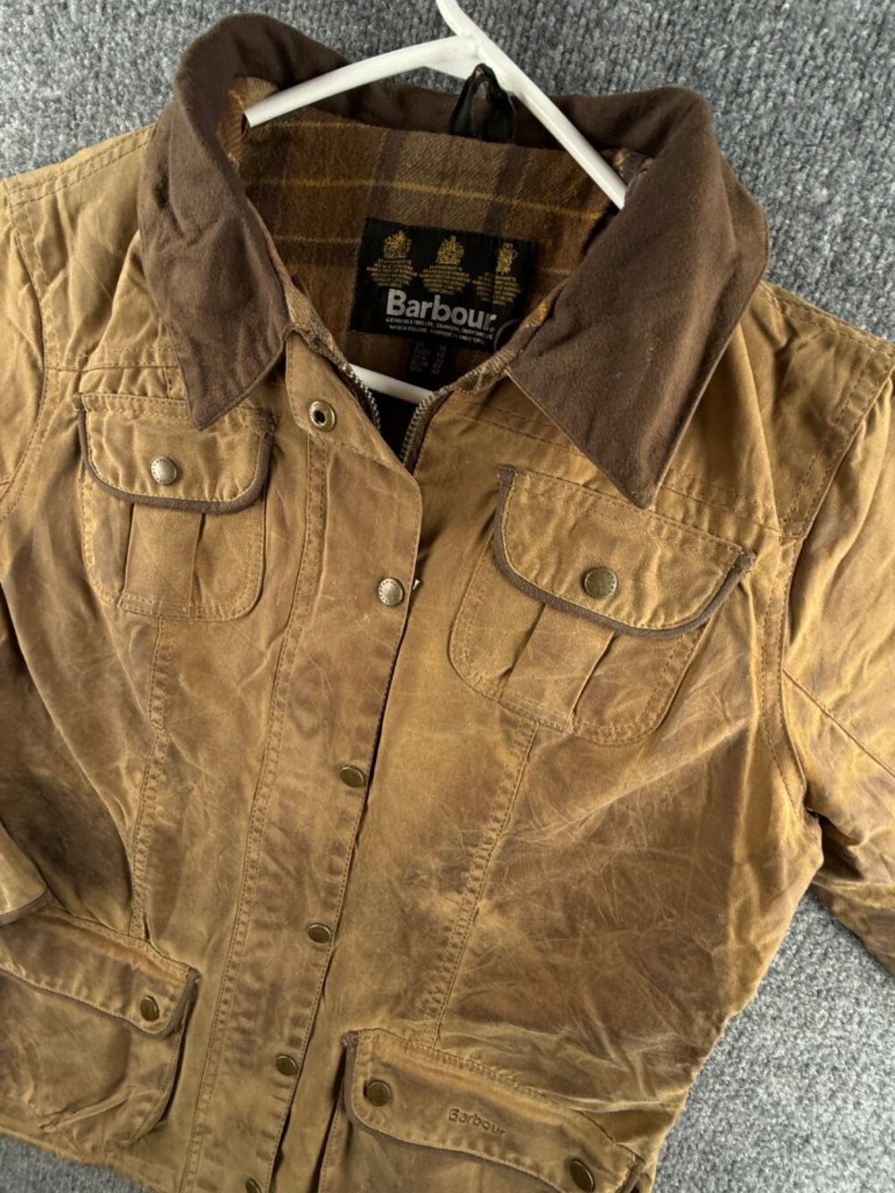 Barbour L1600 Fur Trim Utility Waxed Jacket Women Full Zip Size 10 US Brown - Picture 4 of 16